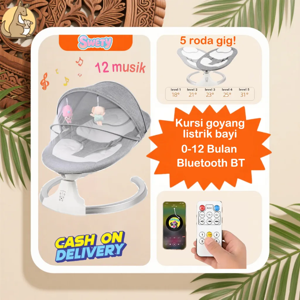 [Garansi 30 hari]SWETY Ayunan Bayi Otomatis Elektrik Lipat Baby Swing