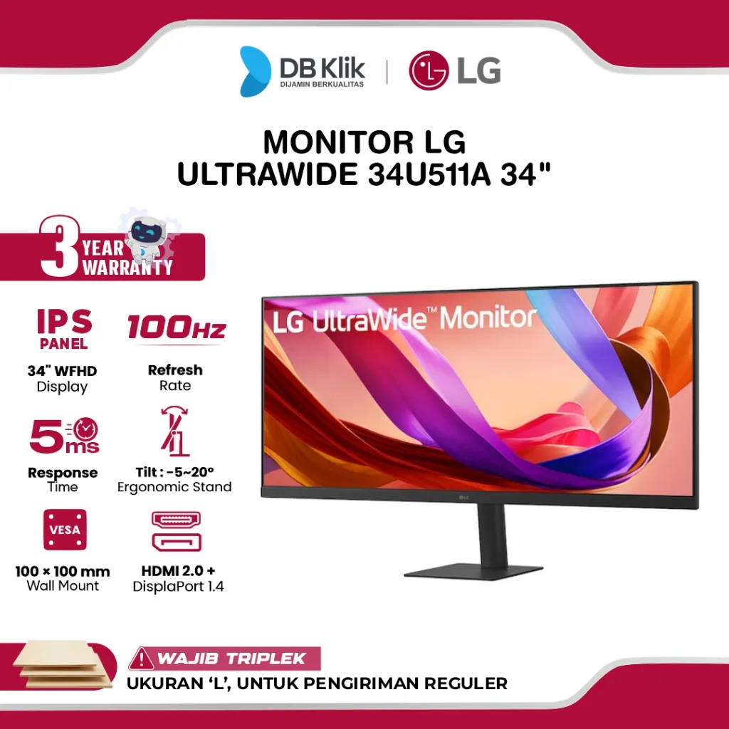 LG 34U511A LED Monitor UltraWide 34" IPS WFHD 100Hz 5ms HDR400 HDMI DP