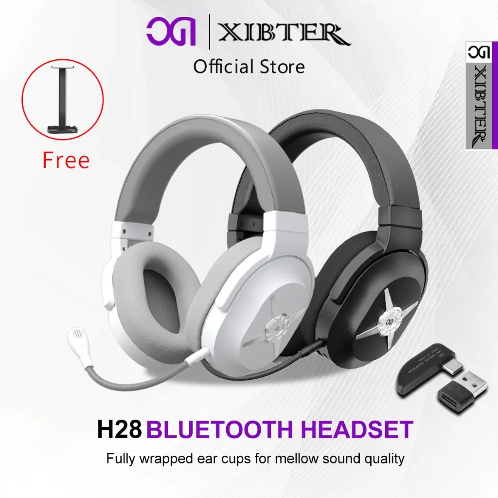 XIBTER H28 2.4G Headphones Bluetooth 5.3 Gaming Headset Wireless Free Bracket Pengiriman gratis
