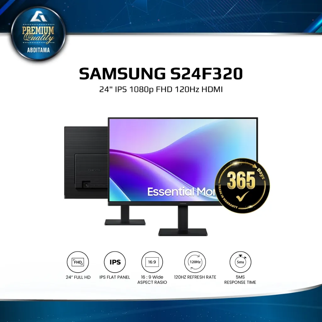 SAMSUNG S24F320 24" IPS FHD 1080p 120Hz HDMIx2 Eye Saver Flicker Free Vesa 100x100