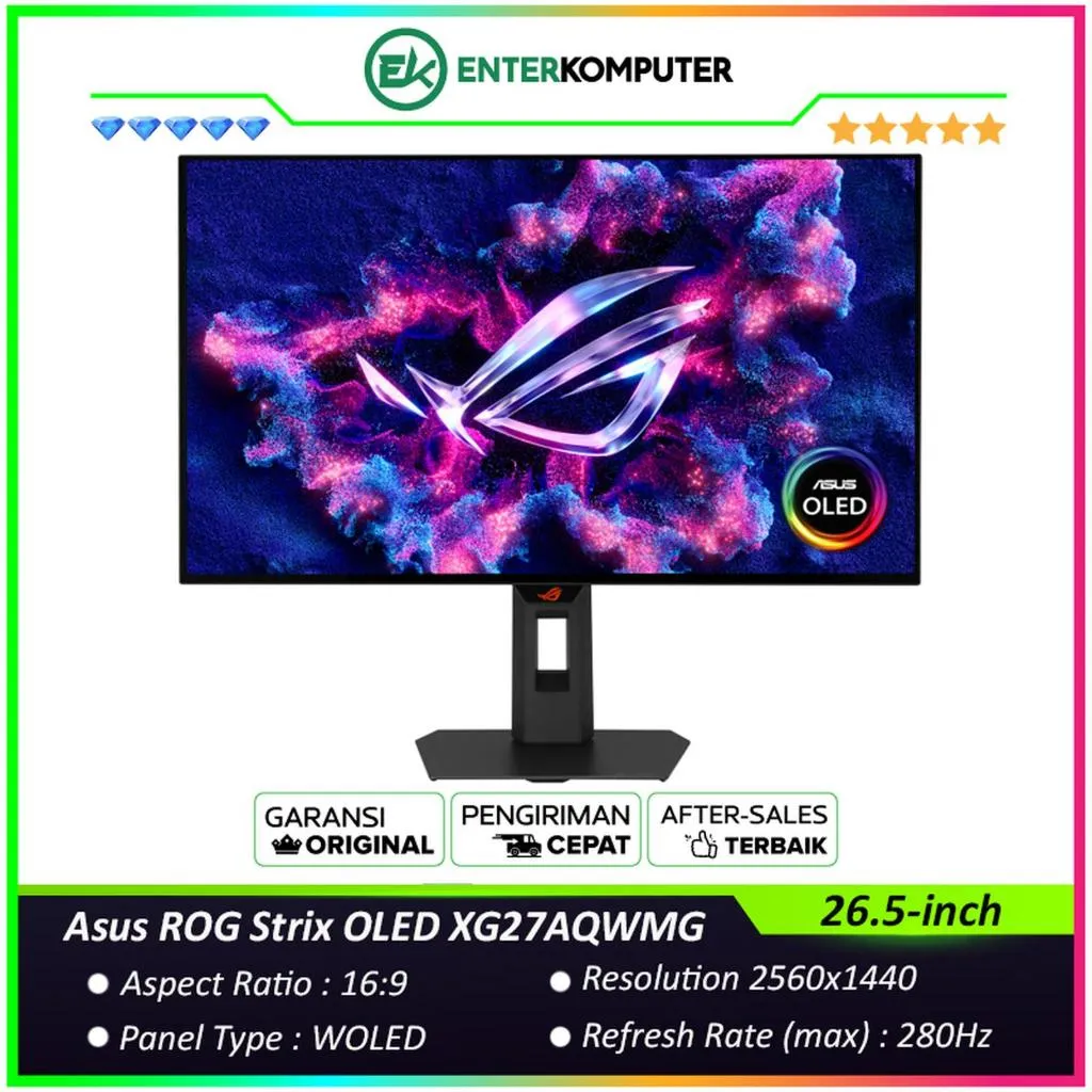 Asus ROG Strix OLED XG27AQWMG 26.5-inch QHD TrueBlack Glossy WOLED 280Hz HDR500 Gaming Monitor