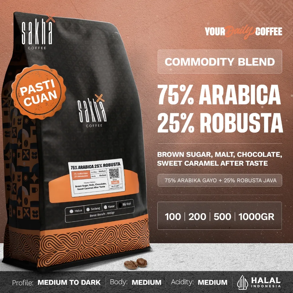 BIJI KOPI 75% ARABICA Crema Espresso Blend By Sakha Coffee Roastery