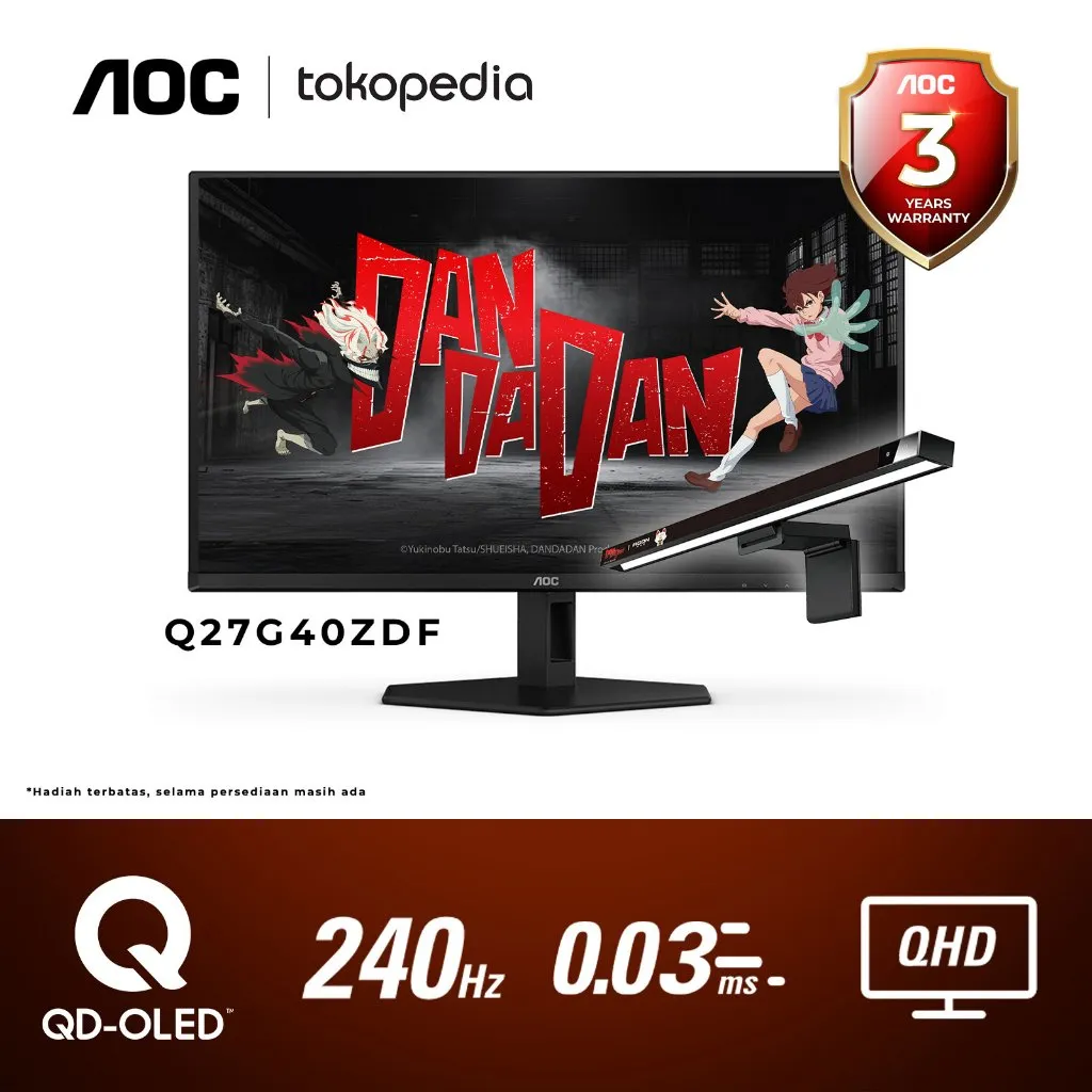 Monitor LED AOC Q27G40ZDF 27" QD-OLED 240Hz QHD 0.03MS G-Sync Compatible HDR Ready