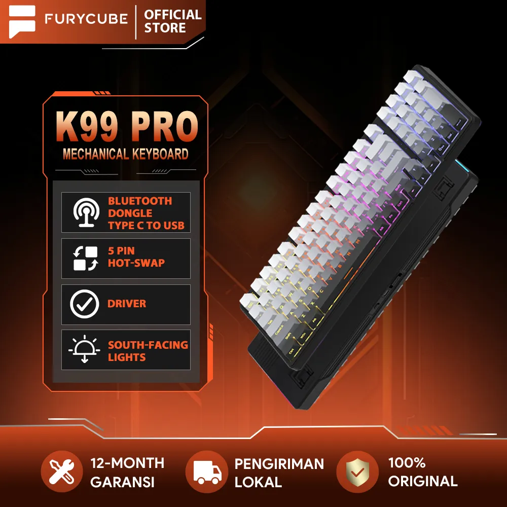 Furycube K99 PRO Gradient Mechanical Keyboard Wireless North Facing RGB 92% Layout Gaming Keyboard