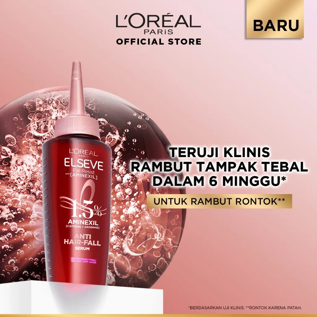 [BARU] L'Oreal Paris Elseve Aminexil Serum  - Anti Hair-Fall Serum With Aminexil - 102ml -  Perawatan Kekuatan Rambut, yang Rambutnya patah , Rambut Rontok, Serum Kulit Kepala.