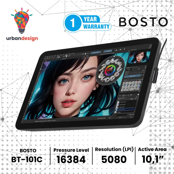 BOSTO BT-101C Drawing Display 10.1 Inch Portable Graphics Tablet HD IPS untuk Desain & Ilustrasi