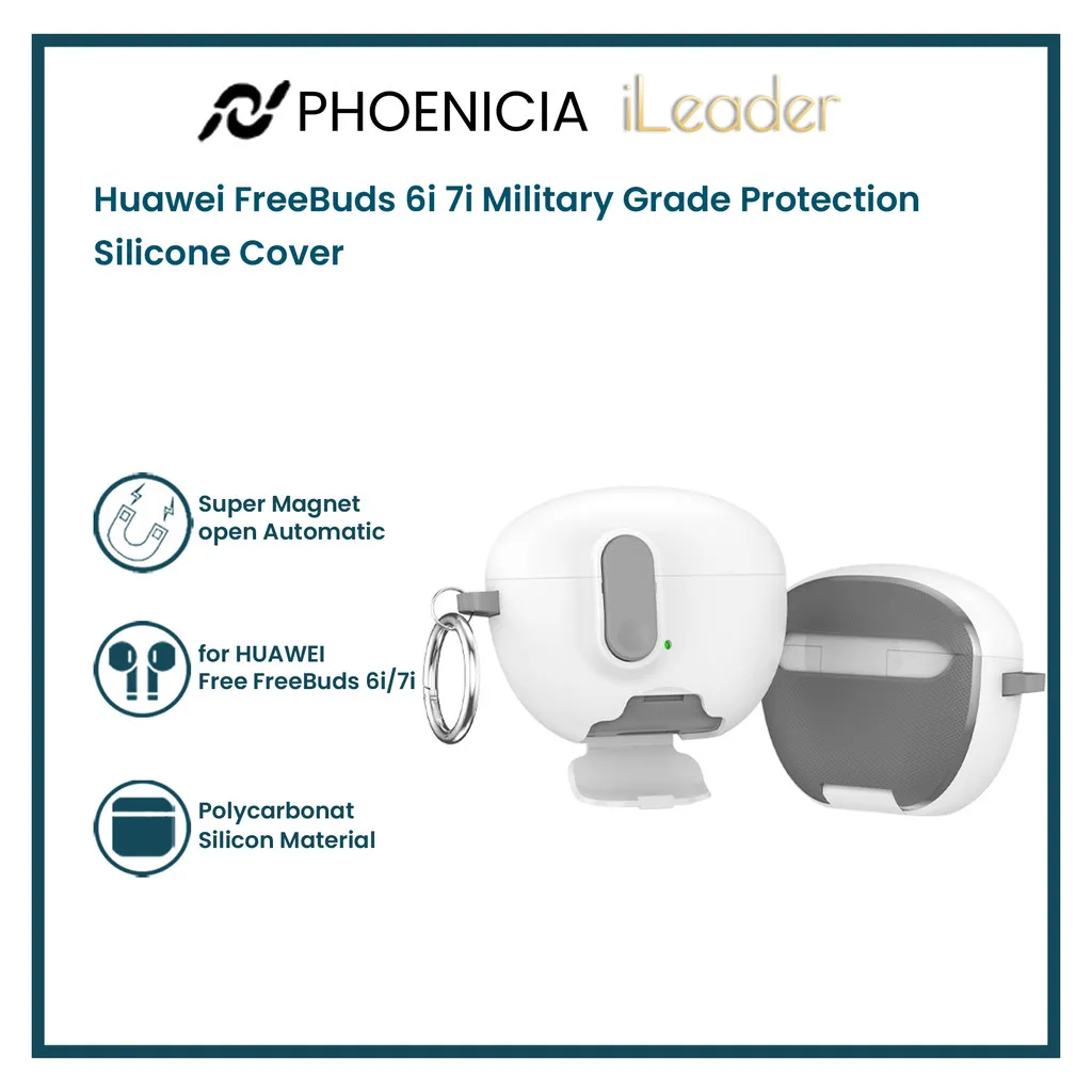 ​​iLeader Case Freebuds 6i/7i - Kotak Buka Otomatis Dudukan Magnetic Tahan Gores untuk HUAWEI Freebuds 6i Baru​
