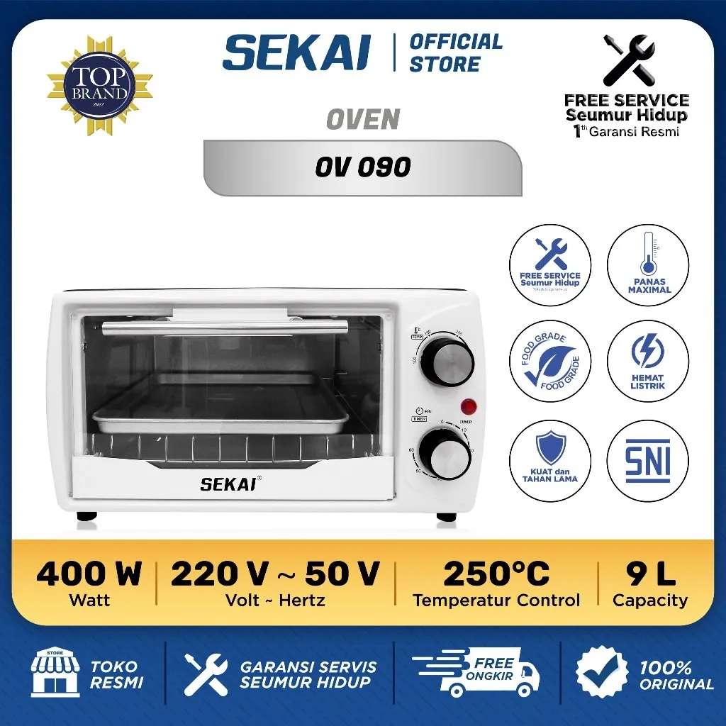 SEKAI Oven Listrik Low Watt Kapasitas 9L / Pemanggang Makanan Serbaguna - OV 090