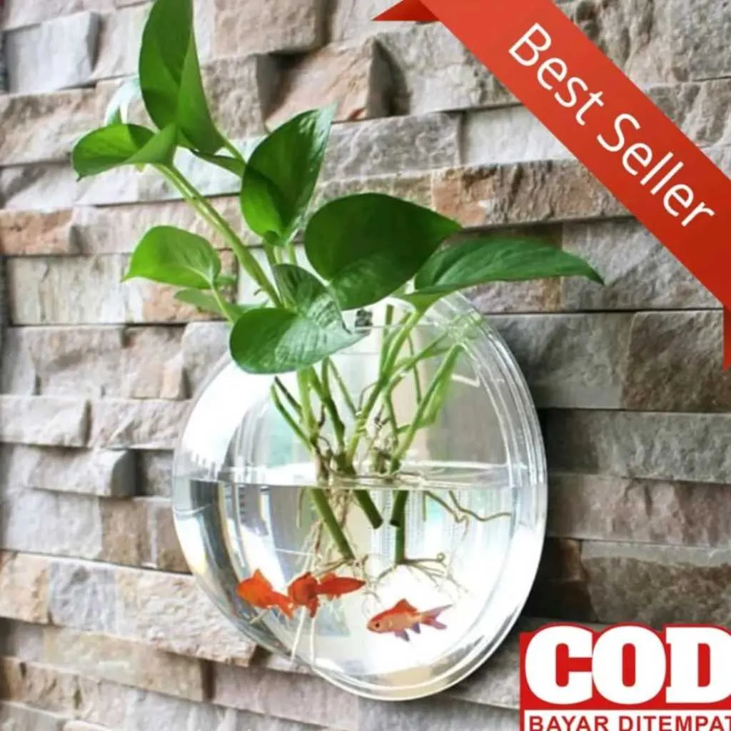PROMO AQUARIUM DINDING TEMPEL 20CM GANTUNG / HIASAN RUMAH / POT TANAMAN