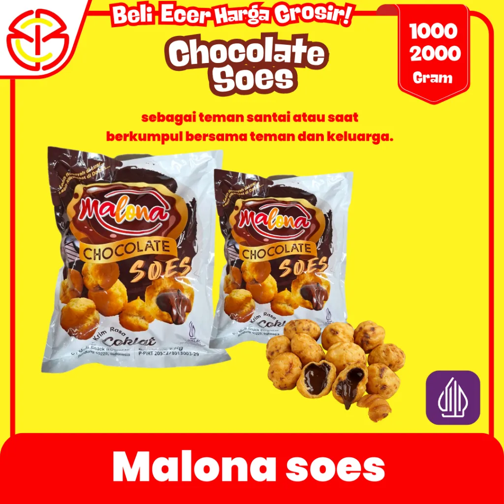 Malona Soes Coklat - Camilan Kering Premium Cita Rasa Coklat - Manis, Food, Cokelat, Snack, Cemilan