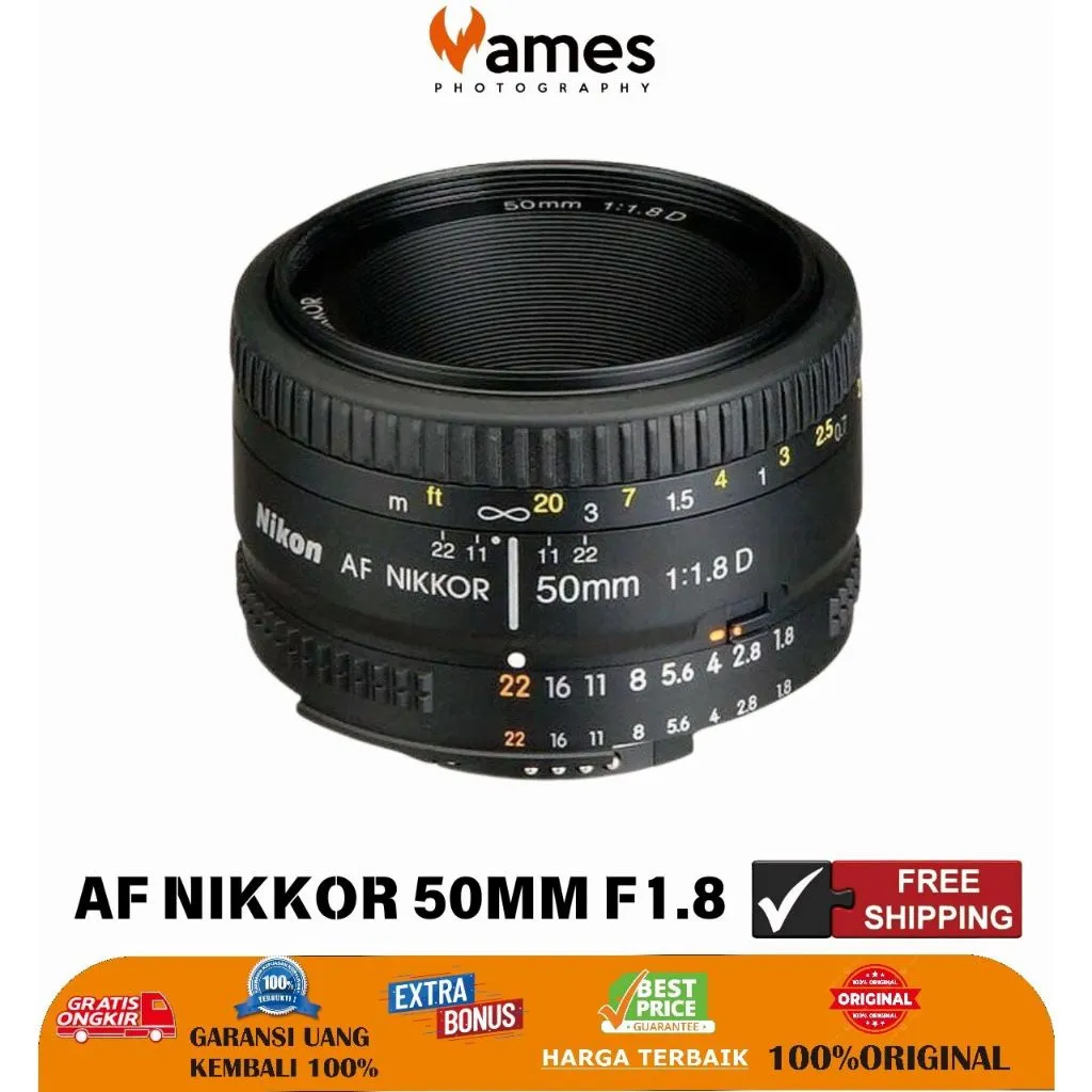 Lensa Fix AF Nikkor 50mm Nikon F1.8 For Kamera DSLR -Vms Like New