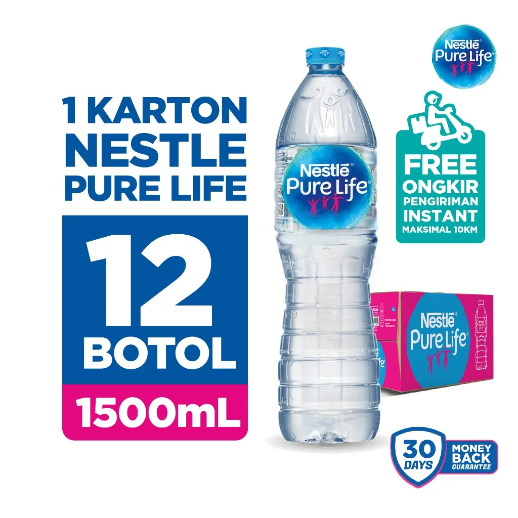 Air Mineral Nestle Pure Life 1500mL - 1 Karton / Pure Life / Air Mineral / Air Mineral Botol