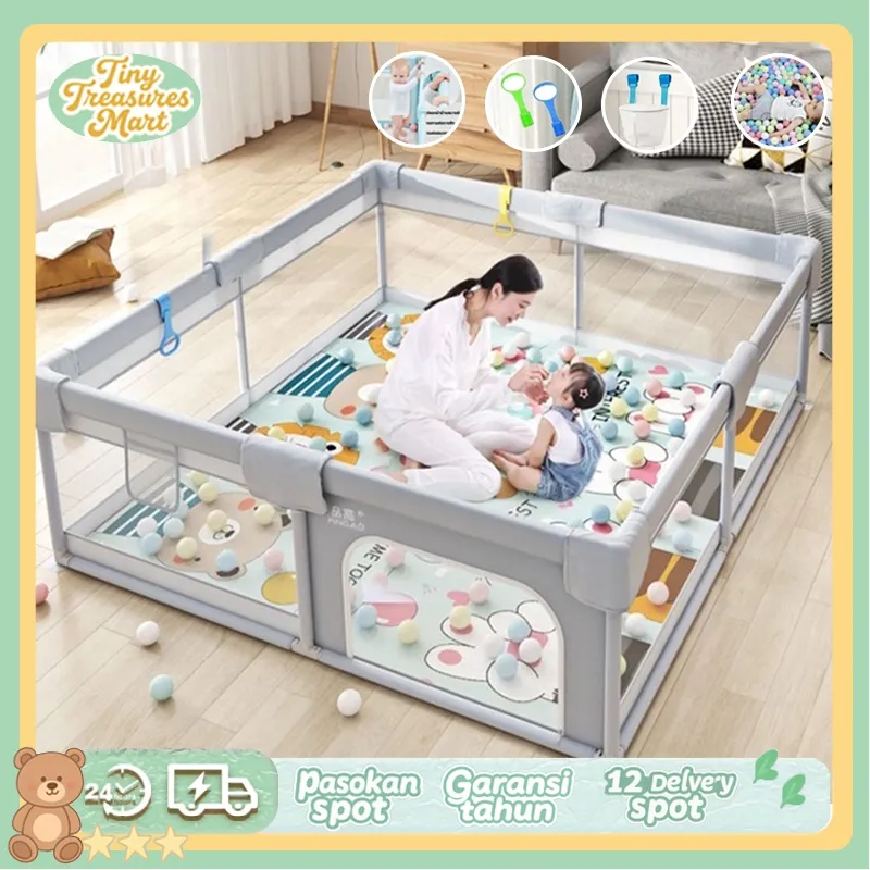 Tiny Treasures Mart Pagar Bayi Bermain Mandi Bola Anak Pembatas Kasur Pagar Mainan Anak Playground Anak