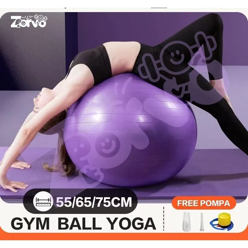 Zorvo Gym Ball Free Pompa Gym Ball Ibu Hamil 55/65/75cm Bola Yoga Alat Olahraga