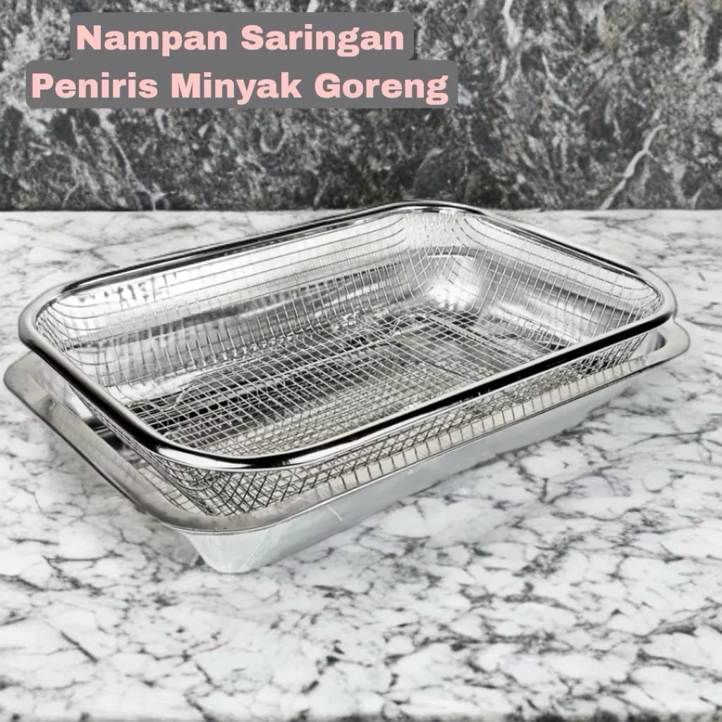 PROMO alat peniris gorengan stainless 1set / saringan nampan stainless / tirisan minyak / food drying tray stainless / keranjang saringan tinggi 1 set