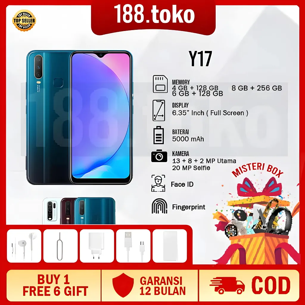 SMARTPHONE Y17 RAM 8/256GB 4G Fullset Baterai 5.000 mAh