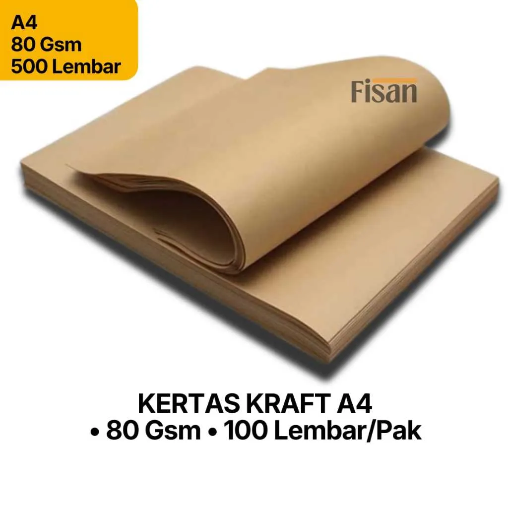 Kertas Samson Kraft A4 80gsm – 100 Lembar (1 Pack) Coklat Tebal untuk Packing & Cetak