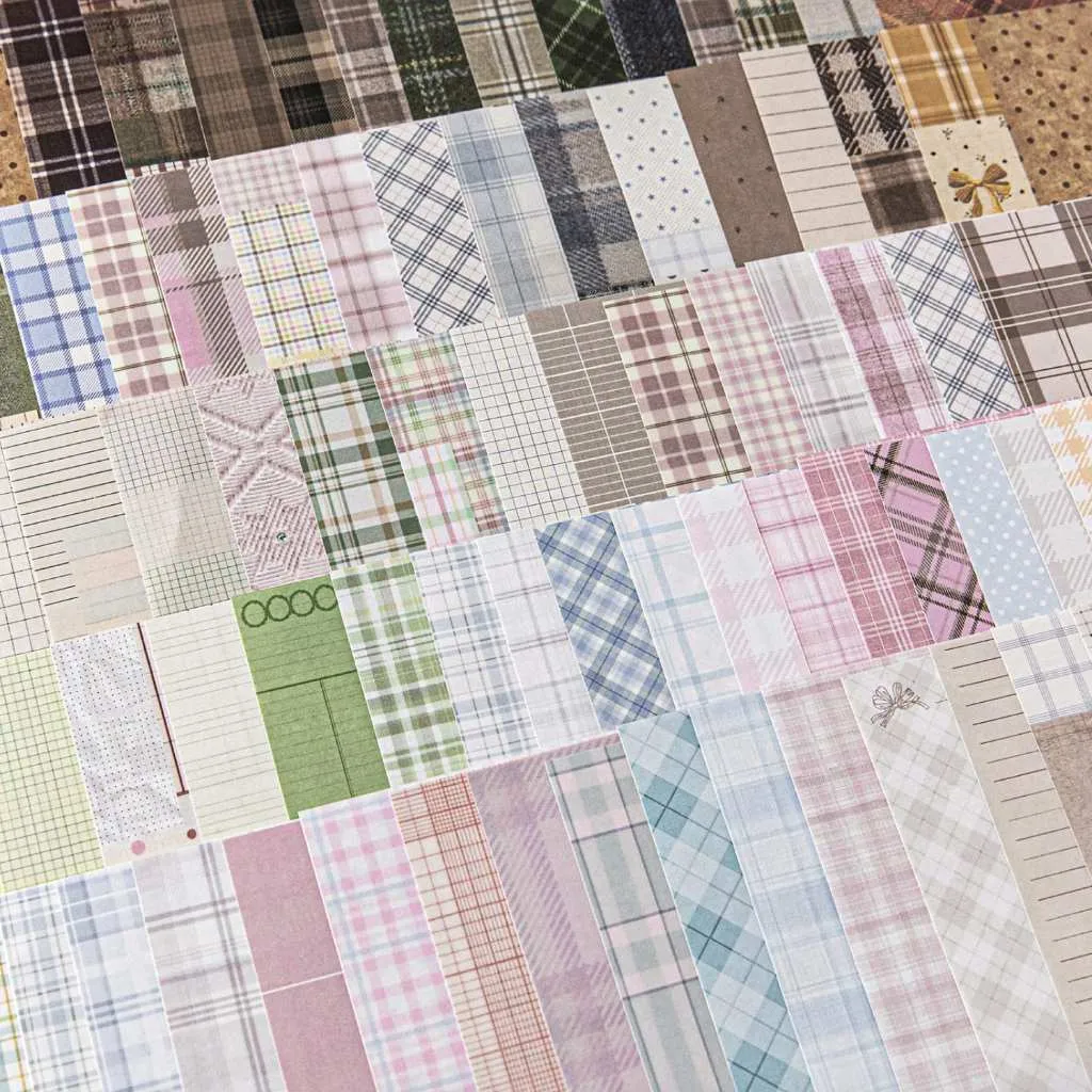 (8W63) 50 Lembar Kertas Hias Sticky Notes Seri Pasar Berpetak Untuk Dekorasi Scrapbook Bullet Journal Diary Jurnal Retro Vintage