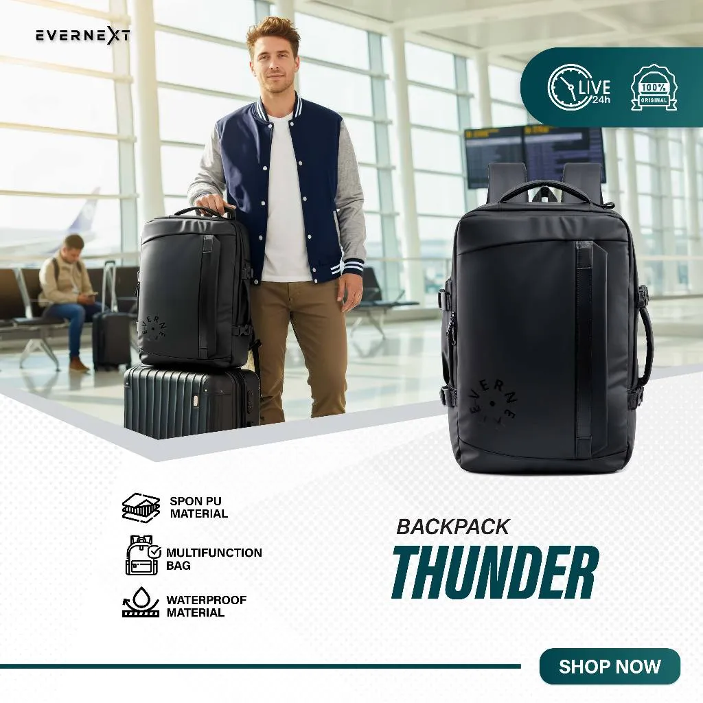 Evernext - Tas Ransel Pria Waterproof Backpack Outdoor Pria Tas Travelling Thunder Tas Backpacker