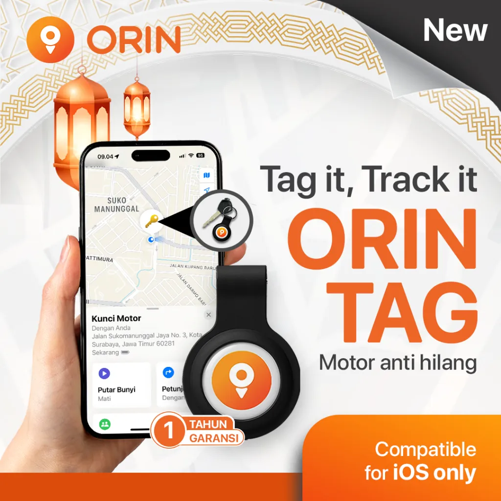 ORIN TAG Mini IOS Apple GPS Tracker Motor Anti Maling Pelacak Apple iCloud Find My JPS Tanpa Sim Card