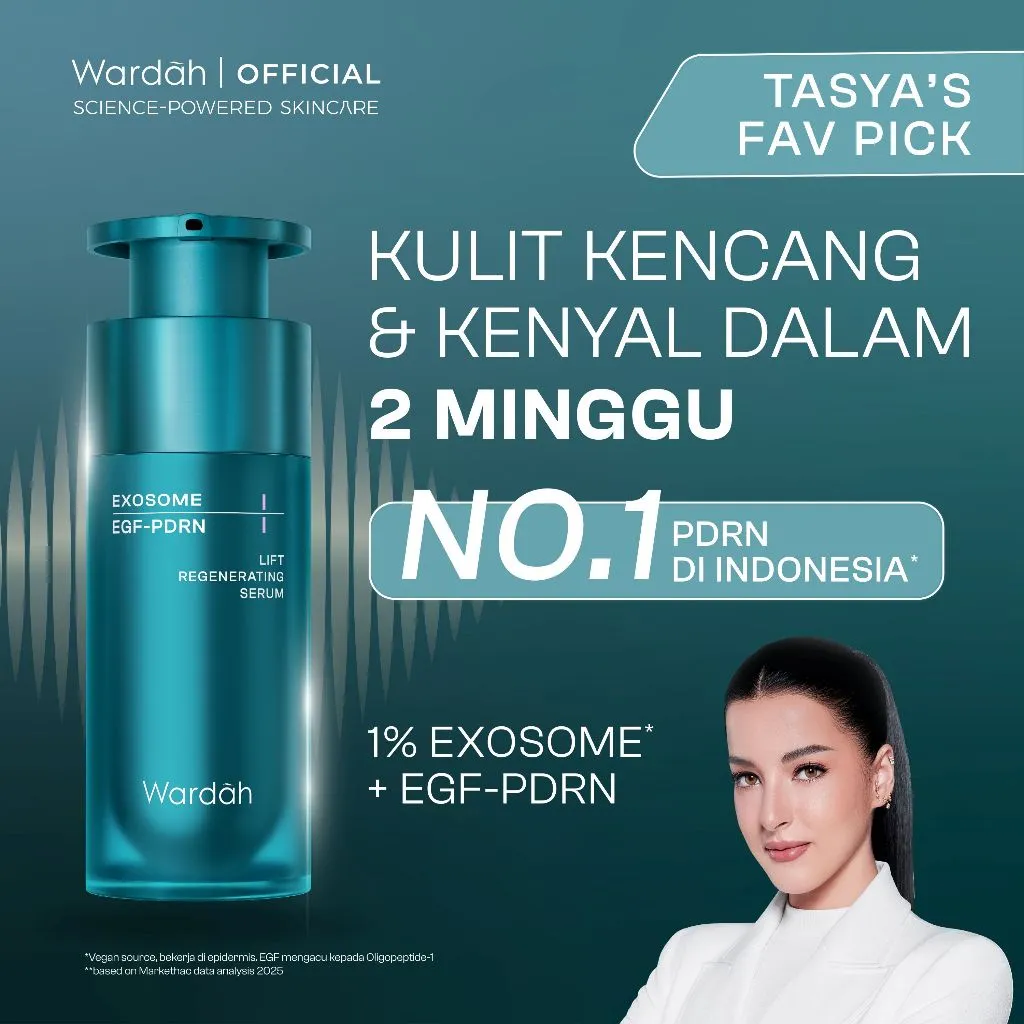 WARDAH Exosome + PDRN Lift Regenerating Serum 30ml - Glass Skin, Serum Mencerahkan Wajah, Clinic Treatment Serum dengan Salmon DNA & Hifu Result, Glowing, Plumpy, Collagen Serum - Skincare