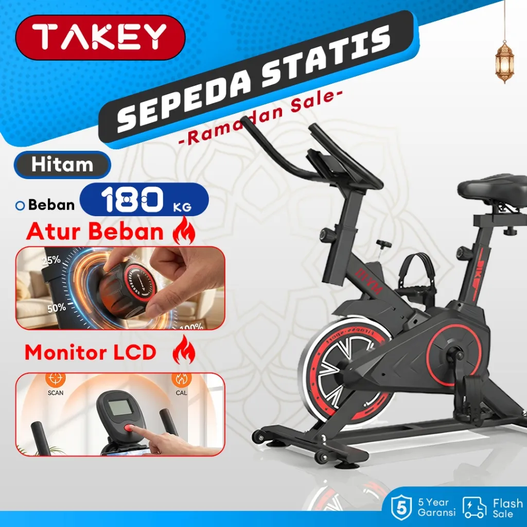 TAKEY Sepeda Statis indoor Spinning Bike Tes detak jantung Sepeda olahraga Exercise Bikes Berputar
