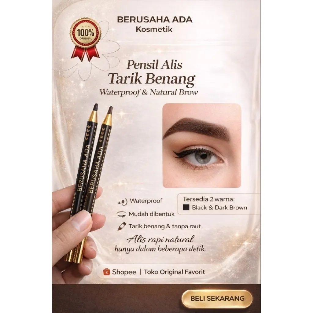 PENCIL ALIS TARIK BENANG  COKLAT [1 PCS]DIJAMIN ORI HITAM/