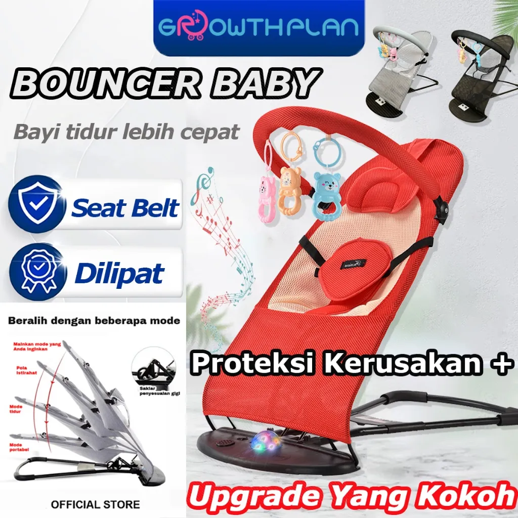[Garansi 3 Tahun]Ayunan Bayi Foldable 3~18month Kursi Goyang Bayi Rocker Bouncer Chair Buai Lantai dengan Rak Mainan
