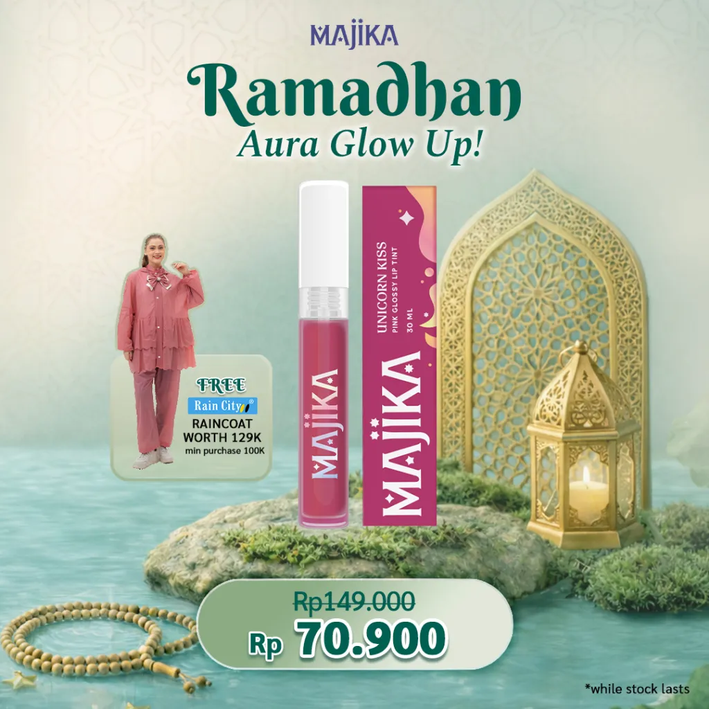 MAJIKA Unicorn Kiss Pink Glossy Lip Tint | 3 ML | Tekstur Ringan I Glossy I Plumpy I Juicy