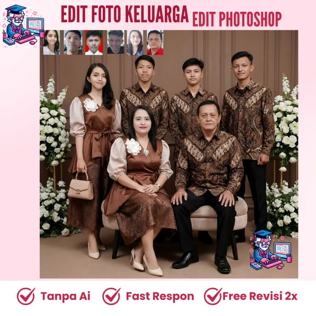 PREMIUM EDITING MENGGABUNGKAN FOTO TERPISAH MENJADI SATU KELUARGA I EDIT GABUNG FOTO I MANIPULASI FOTO KELUARGA I RESTORASI FOTO JADUL RESTORASI FOTO RUSAK REMAKE FOTO JADUL I EDITOR PRO I JASA RESTORASI FOTO I EDIT PHOTOSHOP