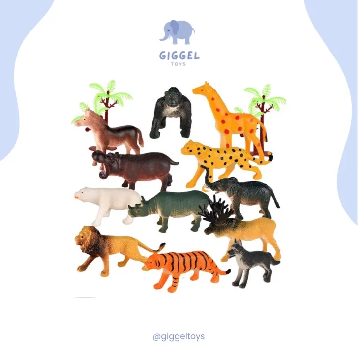 [ Giggel ] Animal Figure 12 Pcs Toys / Mainan Anak Figur Binatang Set / hewan miniatur zoo ternak