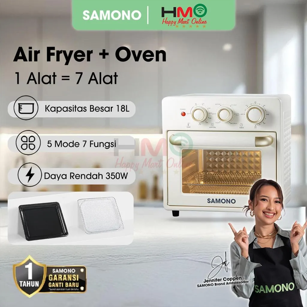 Samono Air Fryer Oven Toaster 7 in 1 18L Low Watt 350W SW-AFV18 / Oven Samono SW AFV18 Garansi Resmi