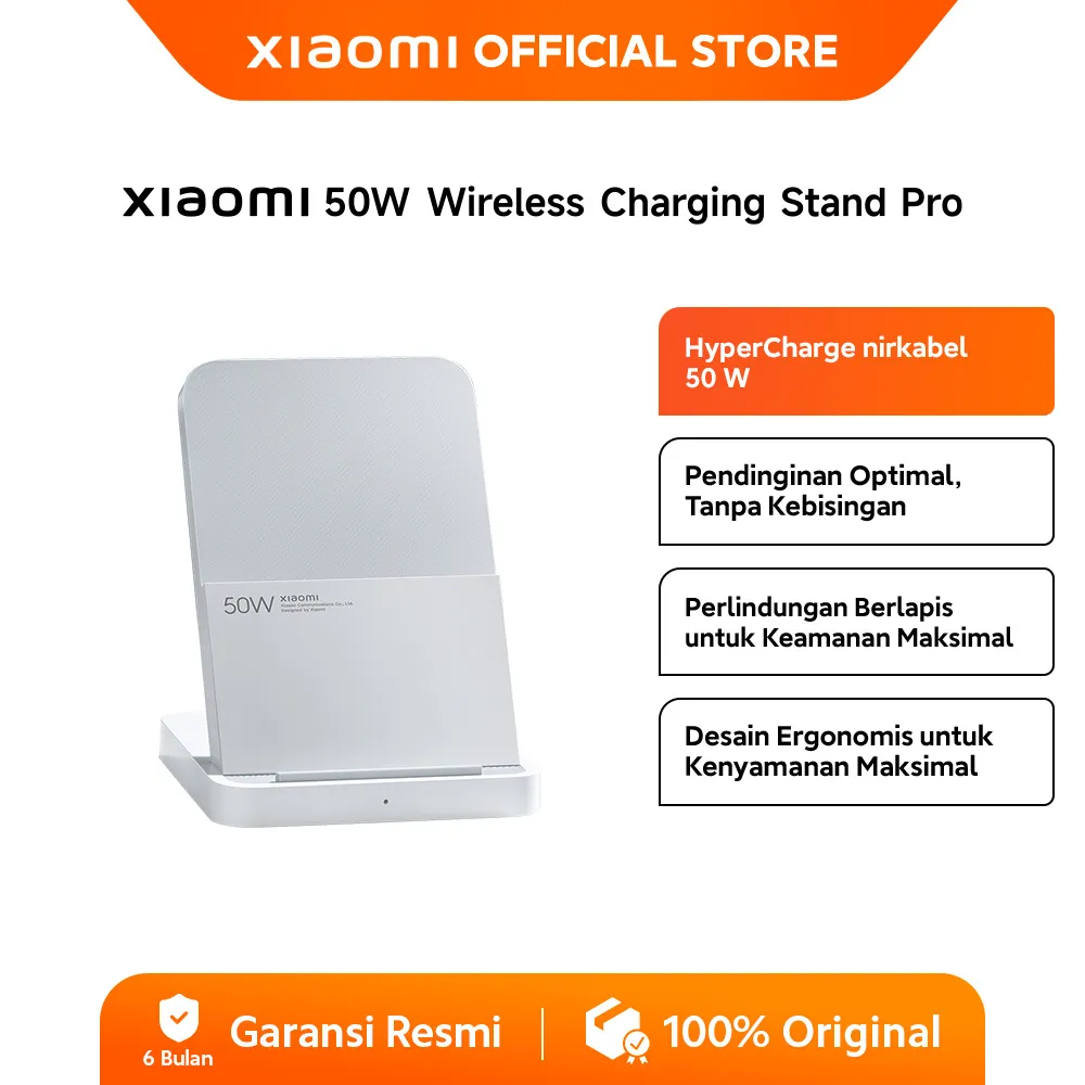 Xiaomi 50W Wireless Charging Stand Pro | HyperCharge nirkabel 50 W | Pendinginan Optimal | Perlindungan Berlapis | Desain Ergonomis [Official Store]