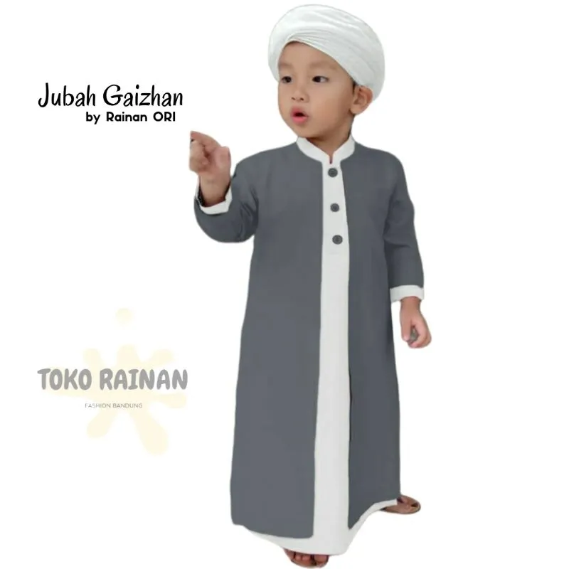 Toko Rainan Jubah Anak GAIZHAN by RAINAN ORI / Baju Koko Anak Bahan Adem dan lembut (free peci rajut putih)Jubah Anak Lengan Panjang / Gamis Anak Laki Laki / Jubah Anak Usia 1 Sampai 13 tahun