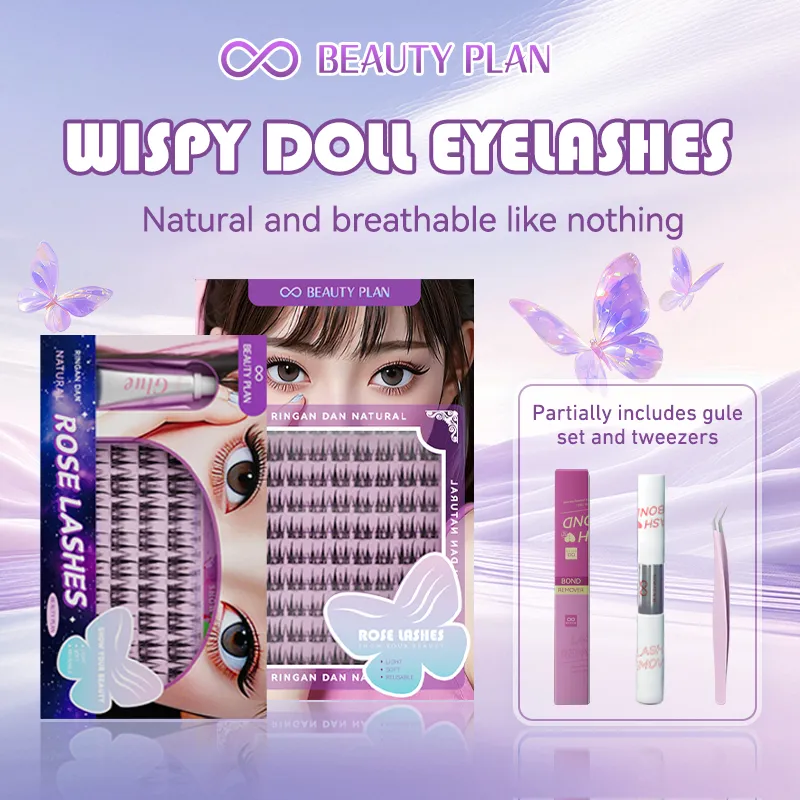 BEAUTY PLAN Eyelash Rose Series Tahan Lama Bulu Mata Palsu Eksklusif Bulu mata palsu natural Eyelash Extension bulu mata palsu + lem Eye Make Up