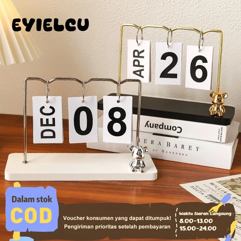 Eyre Beruang kalender ornamen ruang tamu ruang kantor kalender desktop kantor kreatif kerajinan logam besi Eropa Bear calendar ornament living room office desktop calendar creative European iron metal crafts