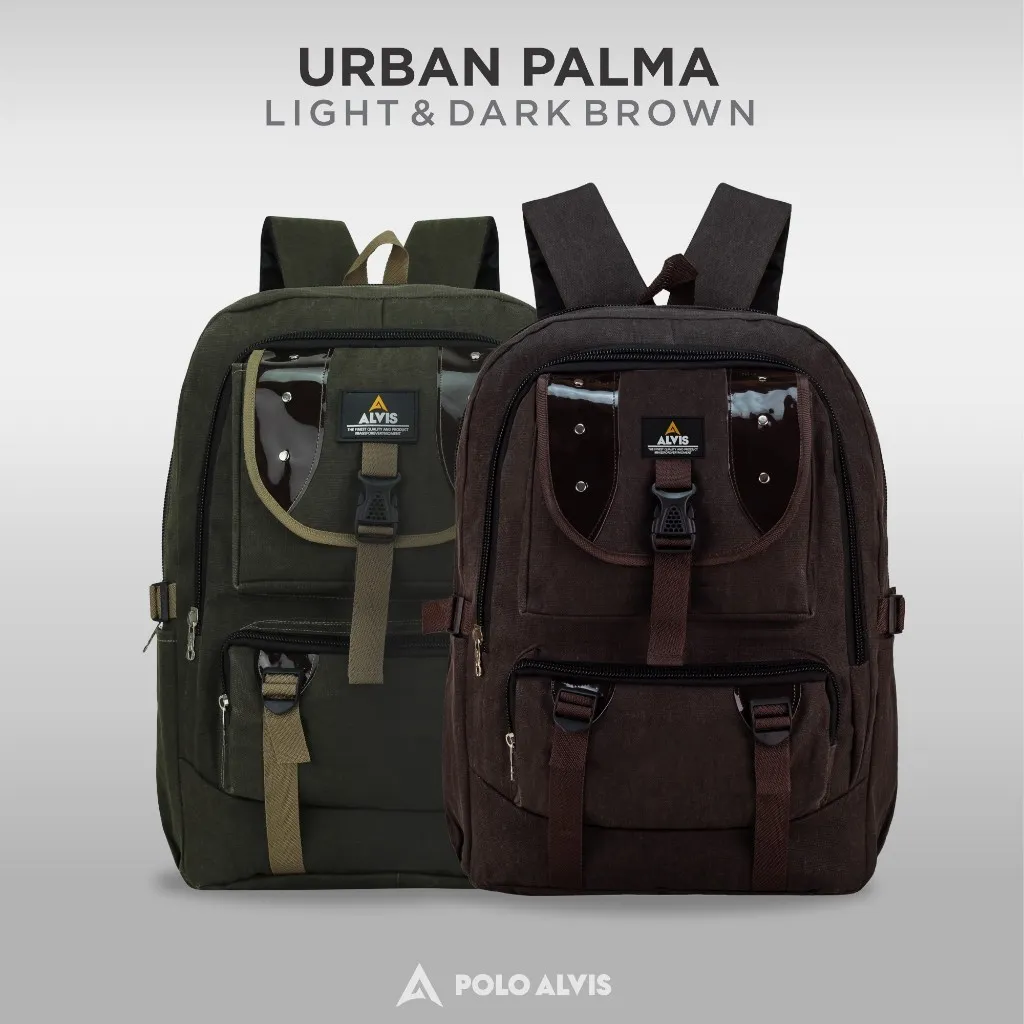 POLO ALVIS - Urban Palma Tas Ransel Kanvas Unisex Distro Backpack Retro Canvas Leather Bag Vintage