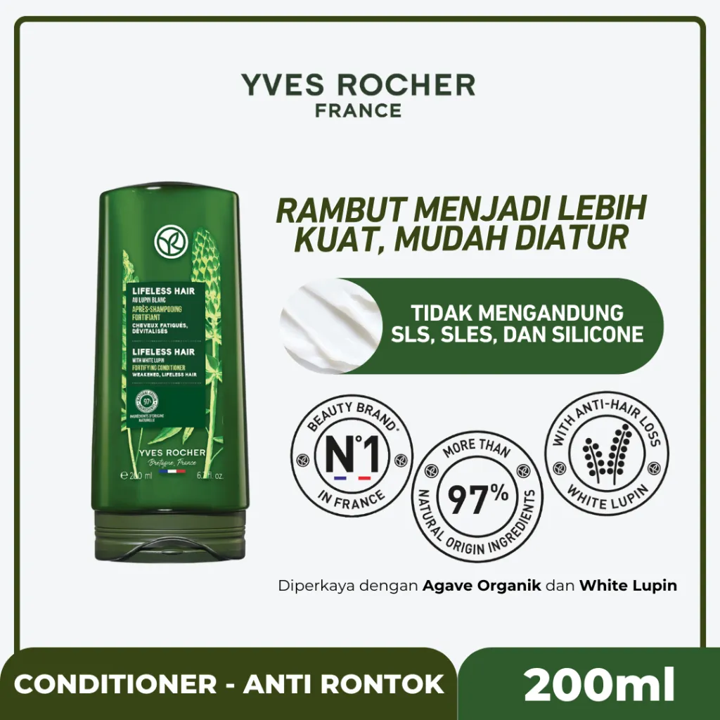 Yves Rocher Anti-Hair Loss Fortifying Conditioner 200 ml | Conditioner Rambut Rontok