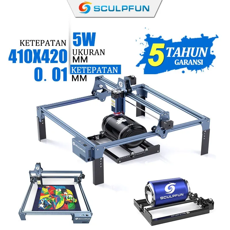 SCULPFUN S9 Mesin Laser Cuting Acrylic DIY Mesin Ukiran Laser Printer [Garansi 5 tahun] Area Ukiran 410x420mm Akrilik Ukiran Laser Kayu