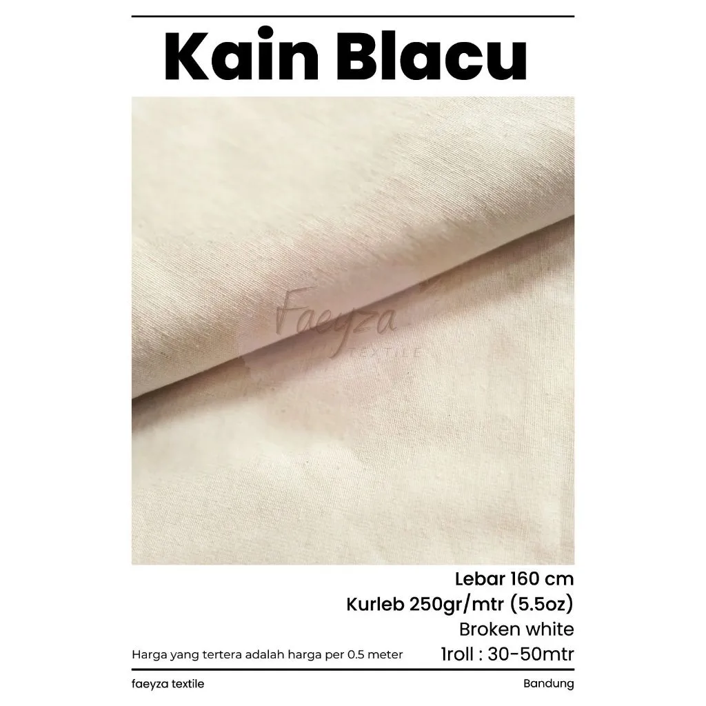 Kain Candora Blacu Belacu Blaco Kanvas Sublime Medium Tebal untuk totebag  - Lebar 160 cm, berat 250 gram/meter