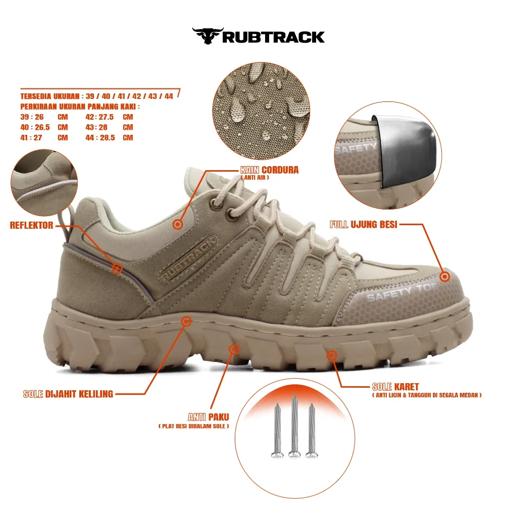 RUBTRACK Lava V2 36 - 45 Sepatu Safety Boots Ujung Besi Anti Paku Pria Wanita Unisex