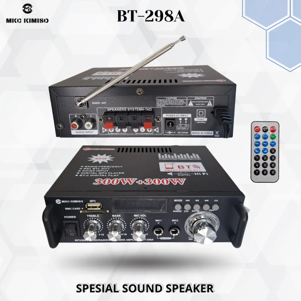 AMPLIFIER BT-298A BLUETOOTH KARAOKE HOME THEATHER FM RADIO 600W