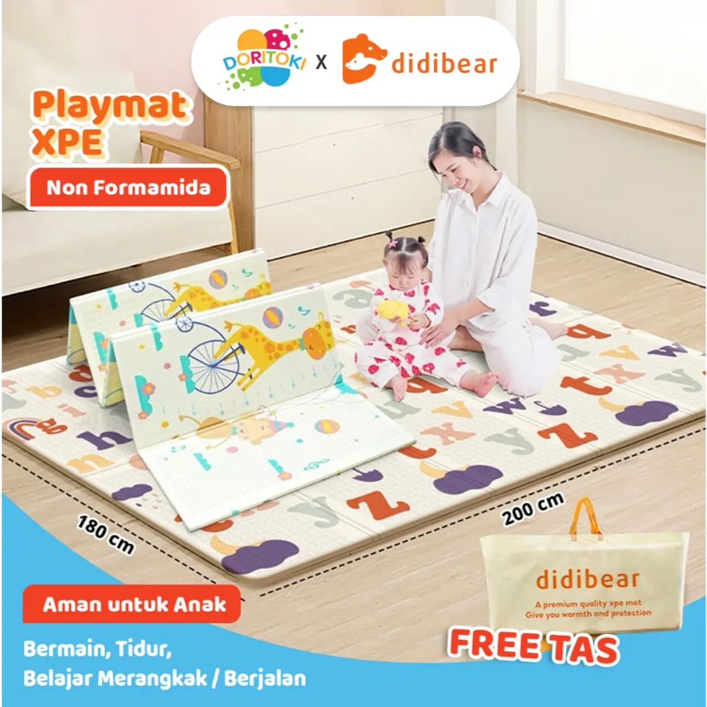 Doritoki SNI Ready Karpet Playmate Lipat Anak 180x200 10mm/Karpet anak/karpet main anak/karpet lantai bayi/Playmate Bayi/alas lantai