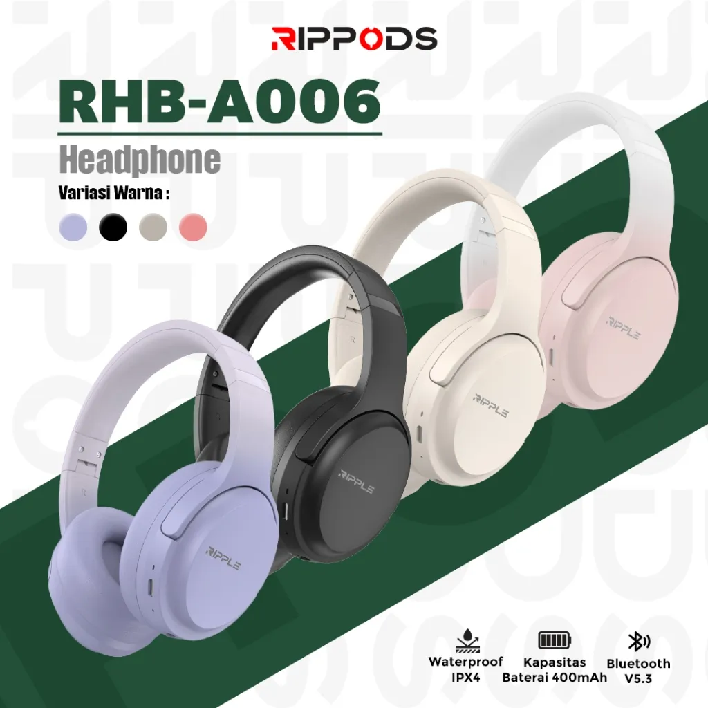 Rippods Headset Bluetooth Super Bass Gradient RHB A006 Headphone Wireless