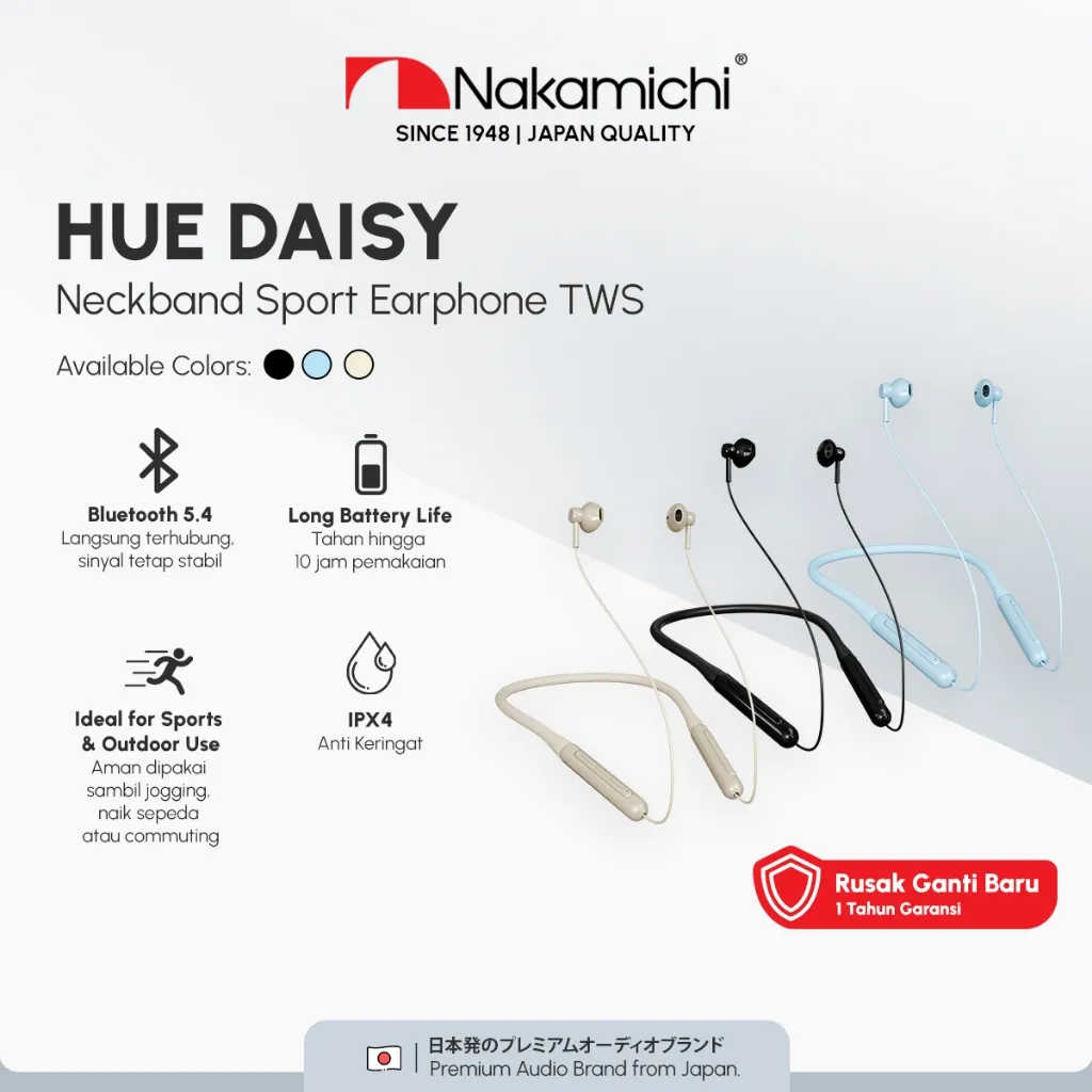 Nakamichi MY MUSIC HUE DAISY Neckband Sport Earphone TWS Bluetooth