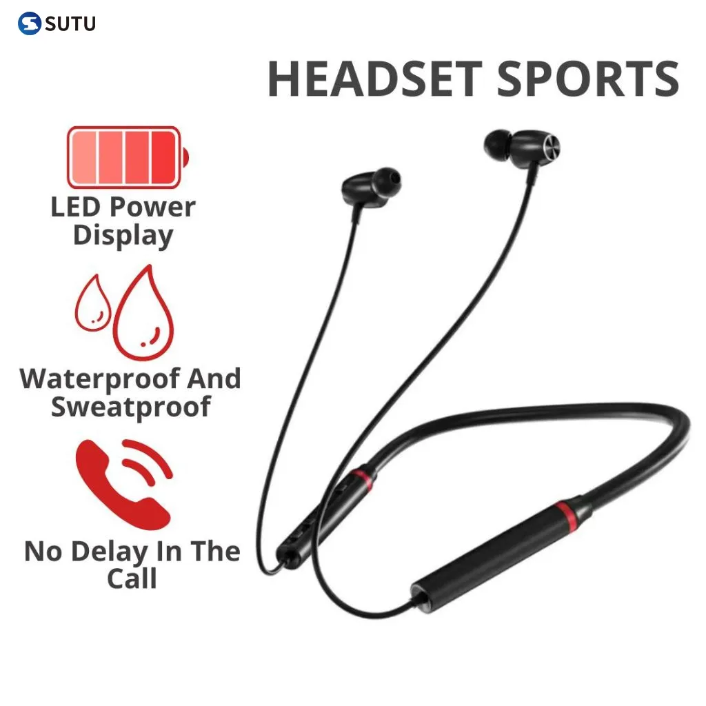 SUTU H6 TWS Mini Earphone Headphone Bluetooth Nirkabel  Neckband Olahraga BT5.1 Stereo Magnetik Tahan Air