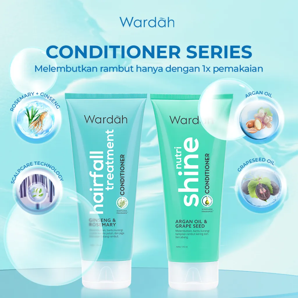 Wardah Conditioner 170 ml Mengandung ScentLock Fragrance - Melembutkan dan Mengurangi Tampilan Rambut Kering dan Bercabang - Wangi Tahan Lama Tidak Bau Apek - Personal Care