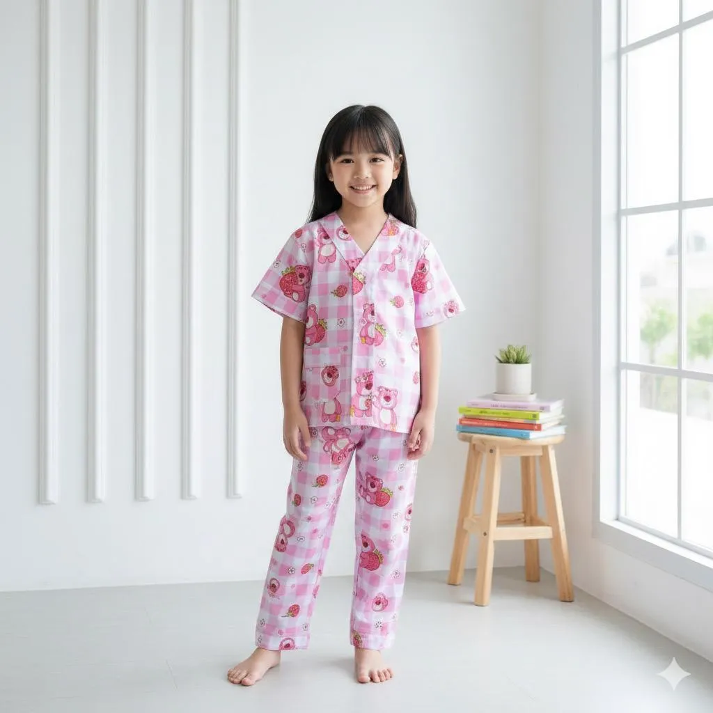 Piyama Anak Premium Untuk Usia 1-10 Tahun Bahan Adem Tanpa Kerah