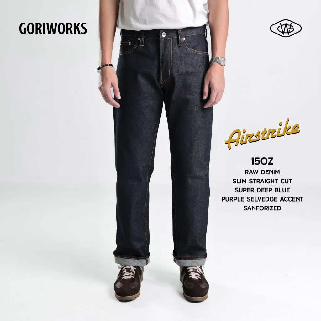 Gori Works - Airstrike-  Non Selvedge Raw Denim 15 oz - Slim Straight Cut