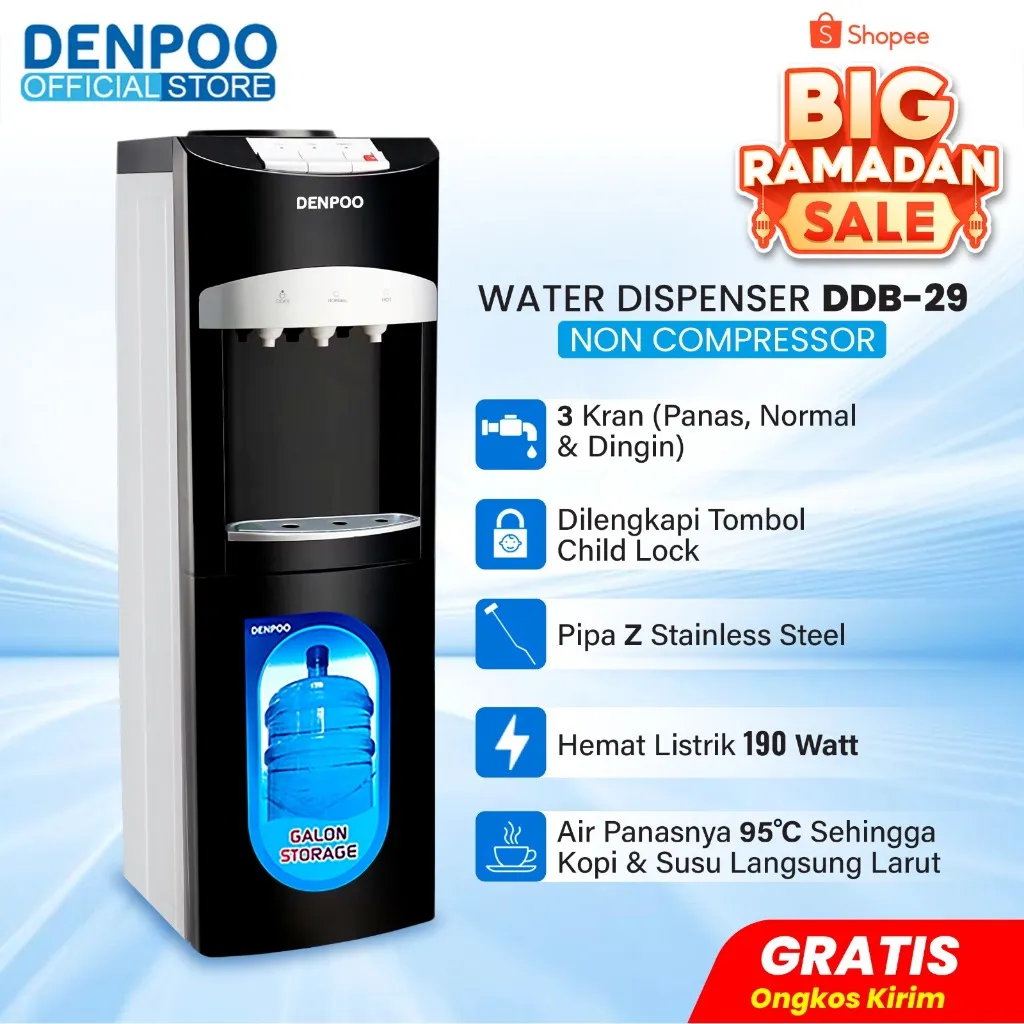Denpoo DDB-920 Water Dispenser Gallon Bawah Non Kompressor